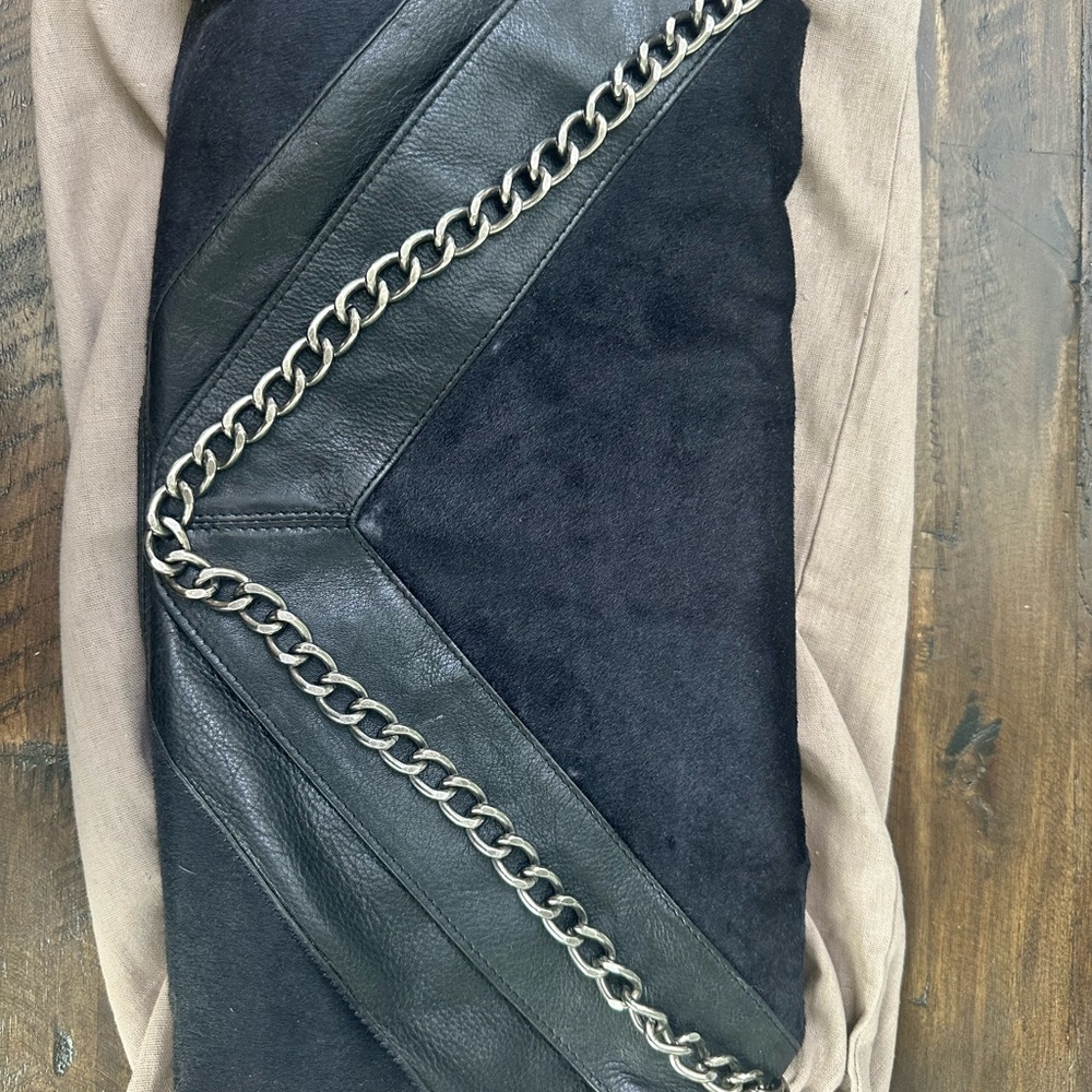 Foley + Corinna Black Shoulder or Clutch Bag- Leather and Hair